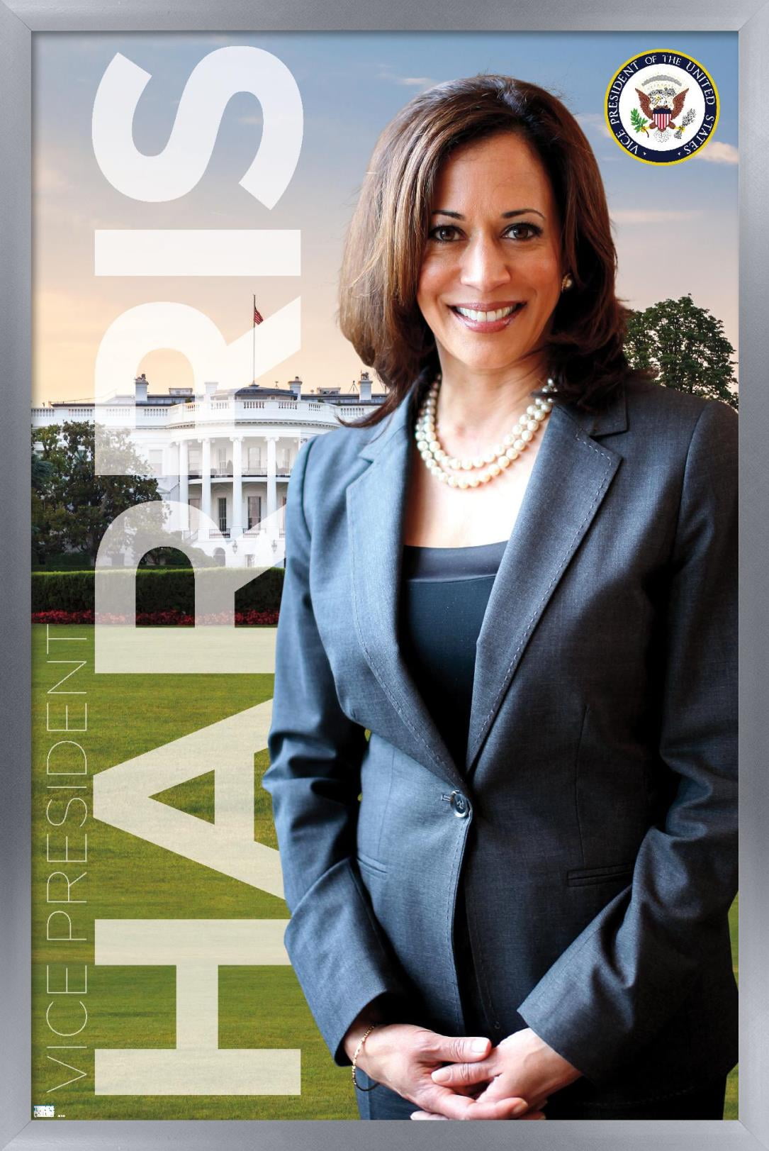 Trends International Kamala Harris - Vice President Wall Poster 16.5" x 24.25" x .75" Silver Framed Version