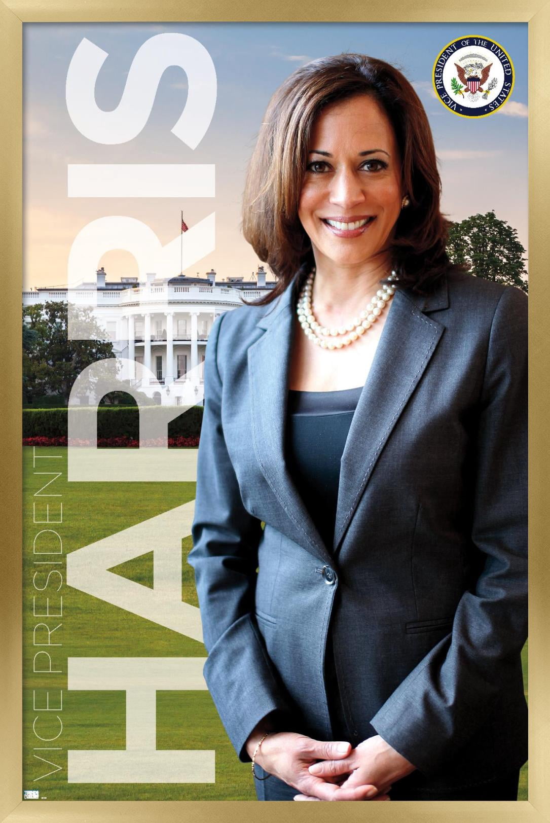 Trends International Kamala Harris - Vice President Wall Poster 24.25" x 35.75" x .75" Gold Framed Version