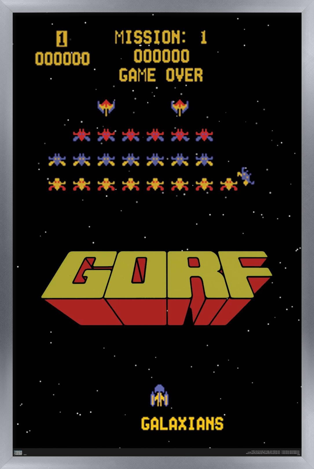 Trends International Midway Arcade: Gorf - Startup Screen Wall Poster 16.5" x 24.25" x .75" Silver Framed Version