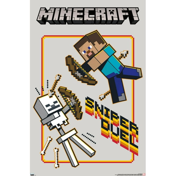 Trends International Minecraft - Sniper Duel Wall Poster 14.725" x 22.375" Premium Unframed Version