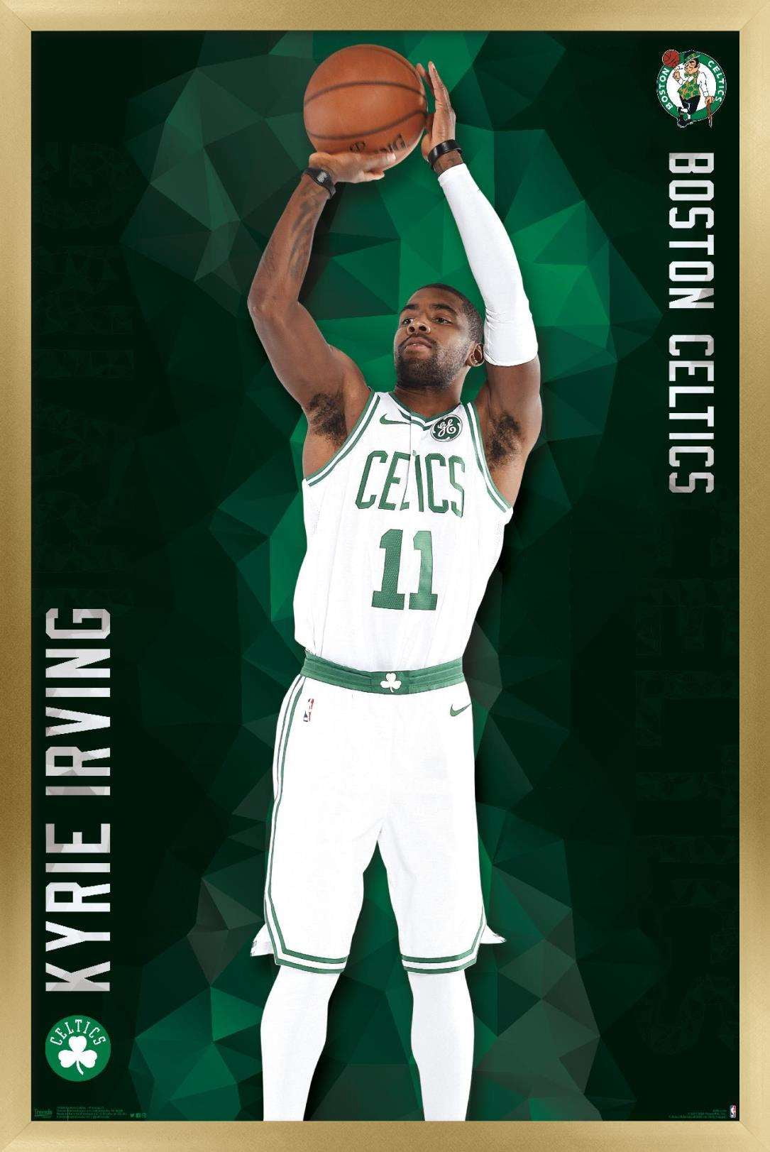 Trends International NBA Boston Celtics - Kyrie Irving 17 Wall Poster 24.25" x 35.75" x .75" Gold Framed Version