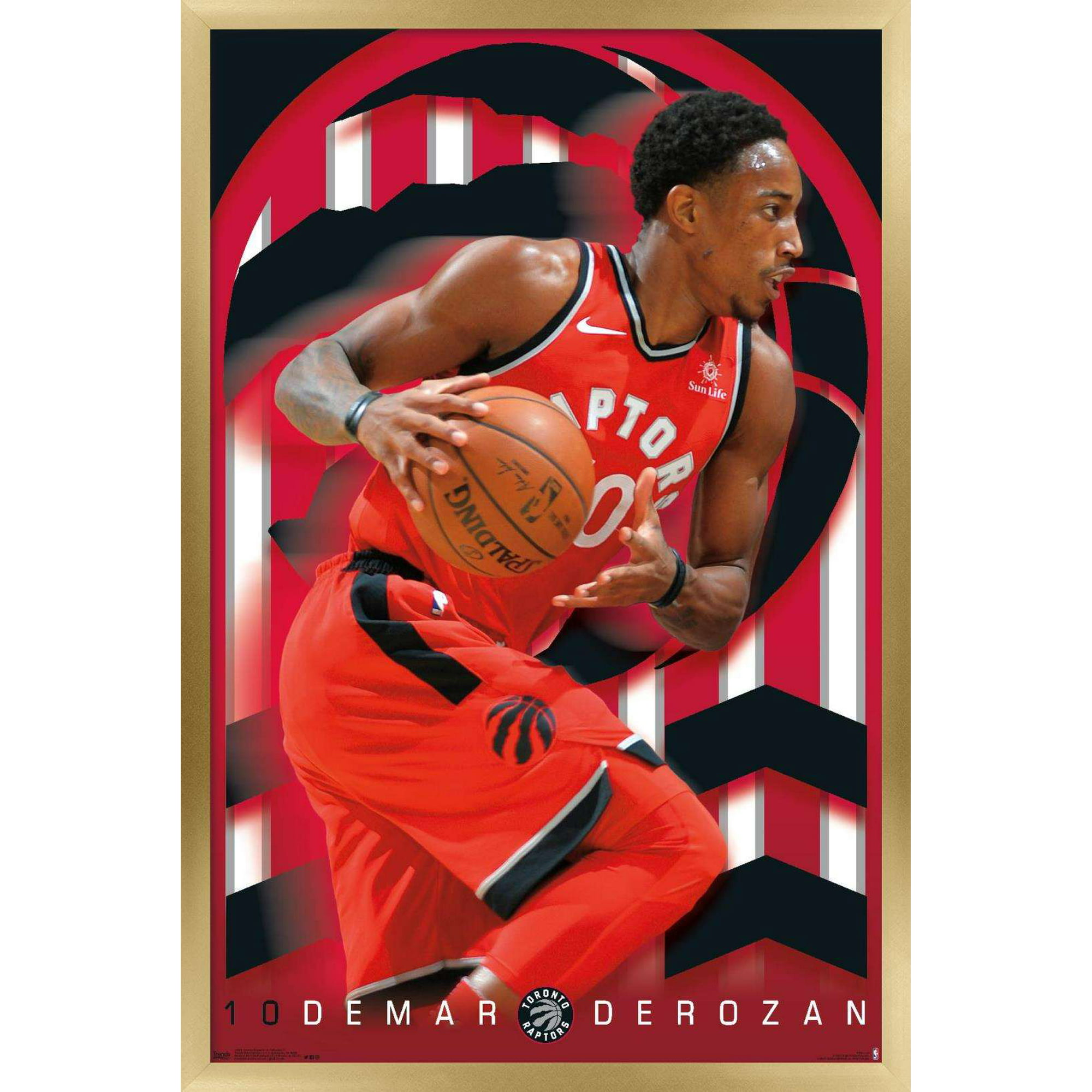 Trends International NBA Toronto Raptors - DeMar DeRozan 17 Wall Poster  24.25 x 35.75 x .75 Gold Framed Version 