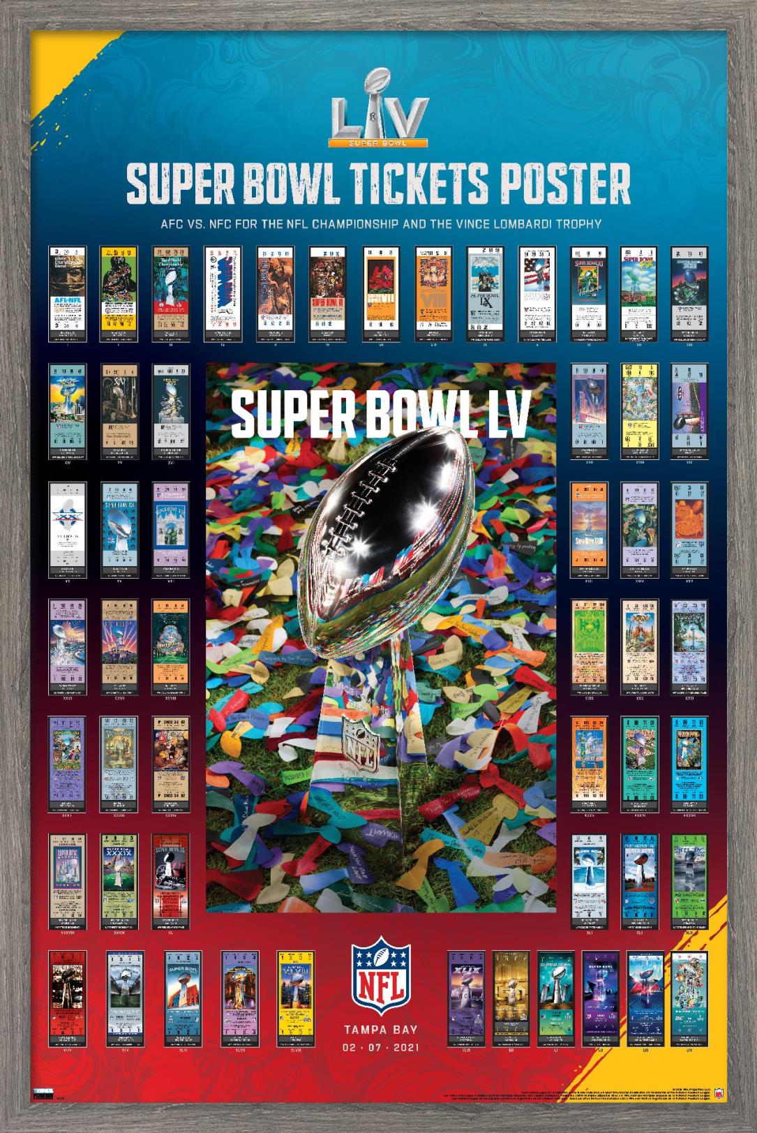 Trends International NFL League - Super Bowl LV - Tickets Wall Poster 24.25" x 35.75" x .75" Barnwood Framed Version - image 1 of 5