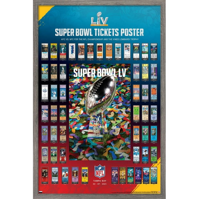 Trends International NFL League - Super Bowl LV - Tickets Wall Poster 24.25" x 35.75" x .75" Barnwood Framed Version
