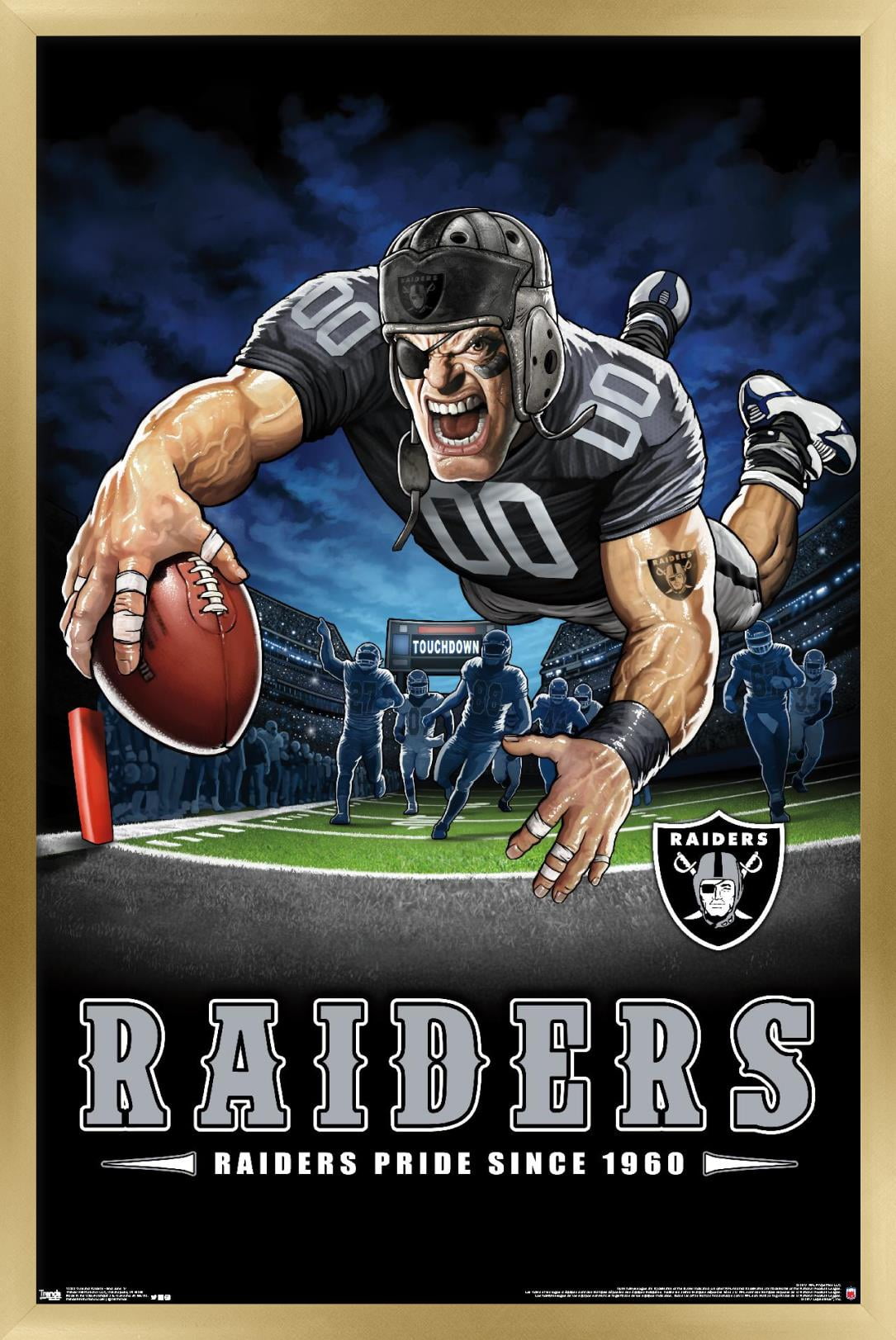 Las Vegas Raiders 22.4'' x 34'' Magnetic Framed Mascot Endzone