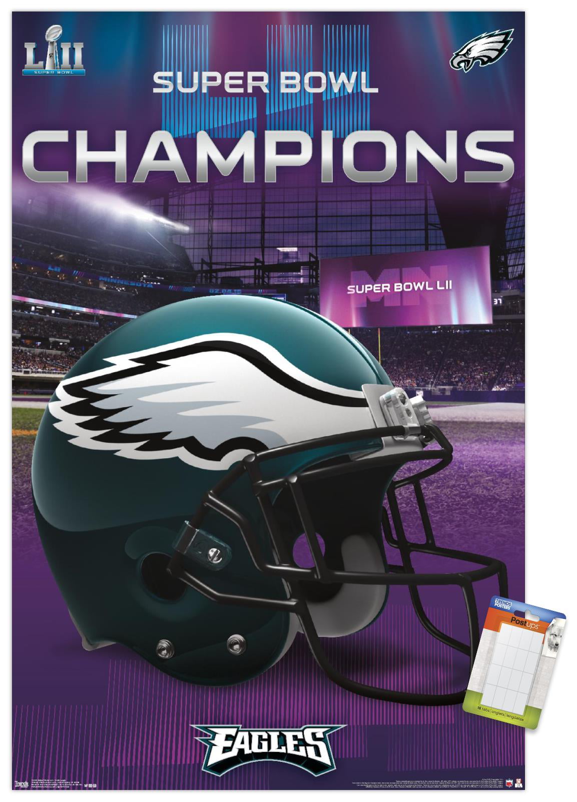Trends International NFL Philadelphia Eagles - Commemorative Super Bowl LII  - Team Logo Wall Poster 24.25' x 35.75' x .75' Bronze Framed Version 