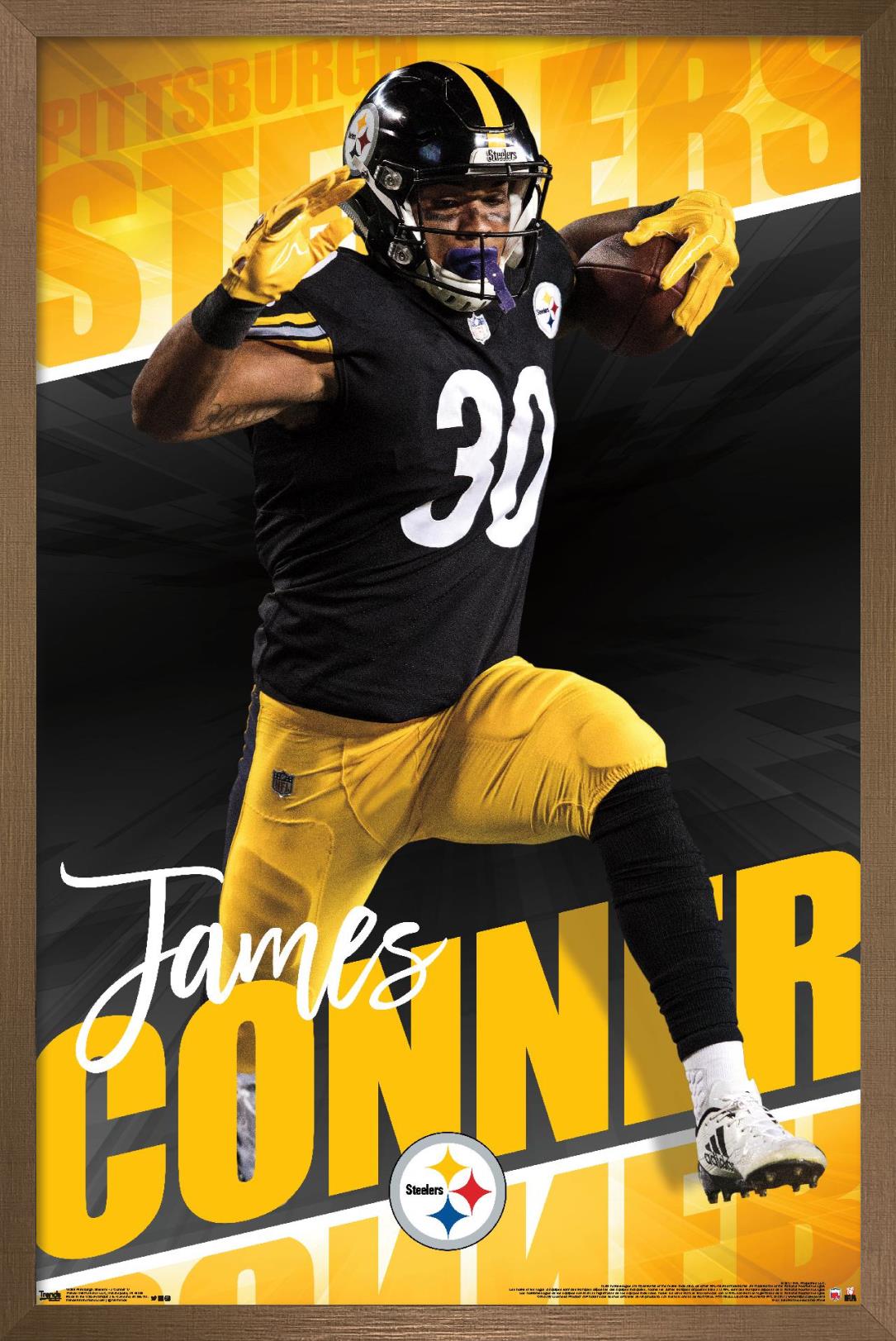 Trends International NFL Pittsburgh Steelers - James Conner 17 Wall Poster 24.25" x 35.75" x .75" Bronze Framed Version