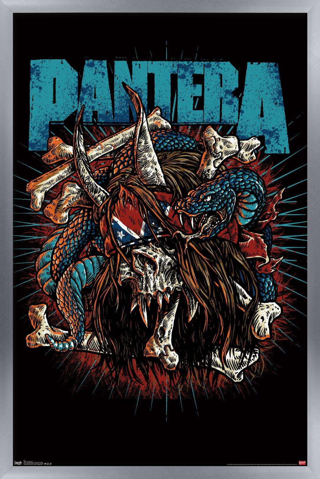 Trends International Pantera - Rocker Skull Wall Poster 14.725" x 22.375" Silver Framed Version