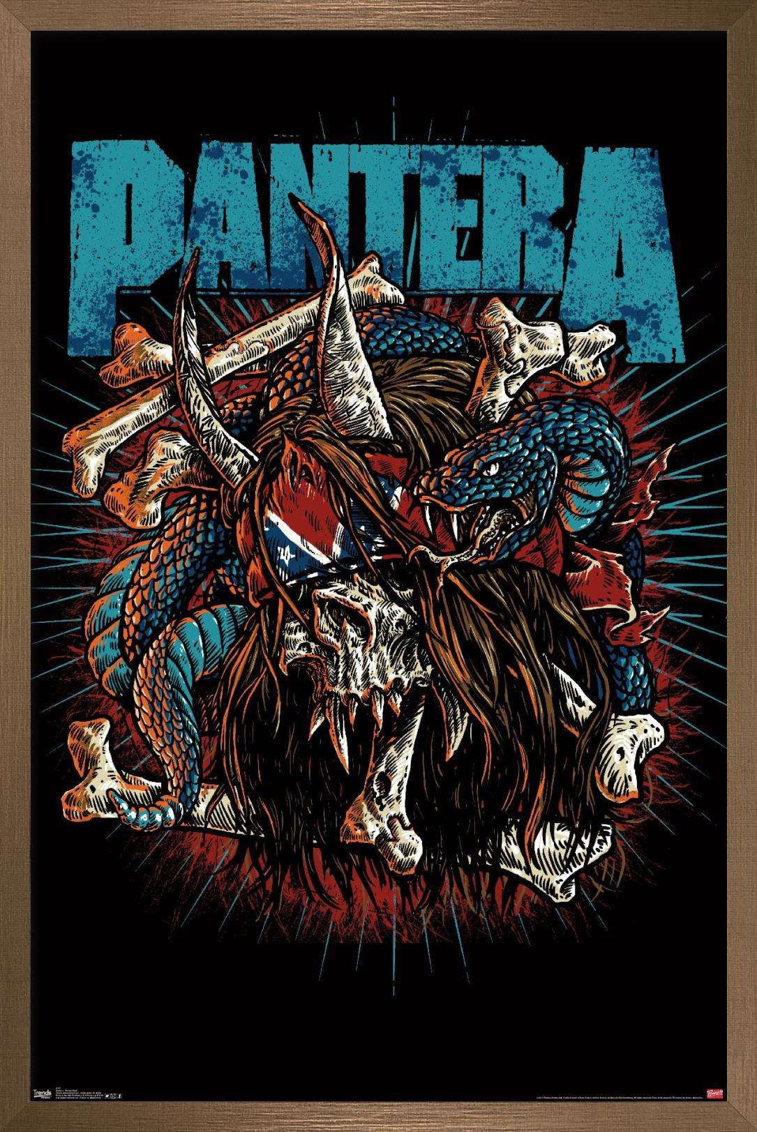 Trends International Pantera - Rocker Skull Wall Poster 24.25" x 35.75" x .75" Bronze Framed Version