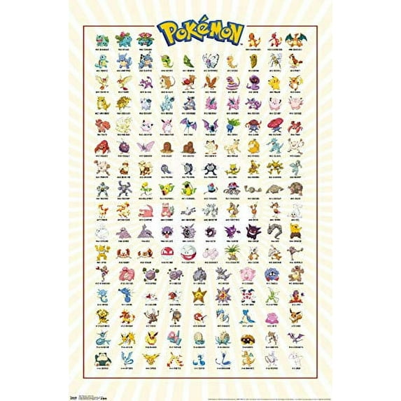Trends International Pokémon Kanto Grid Wall Poster 22.375" x 34"
