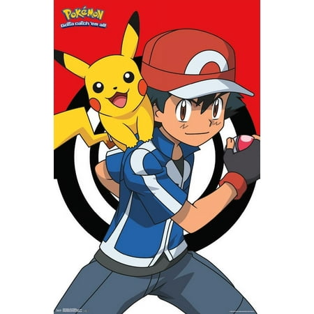 Trends International Pokemon Ash and Pikachu Wall Poster 22.375" x 34"