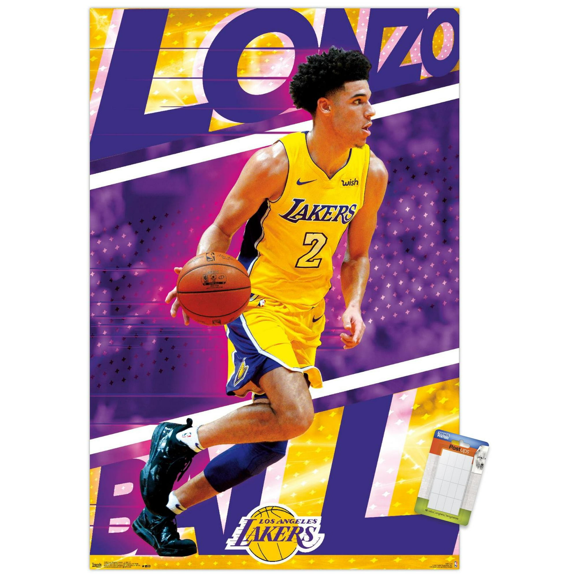 Trends International Sports Poster- NBA Los Angeles Lakers - Lonzo Ball  Premium Poster Mount Bundle, 