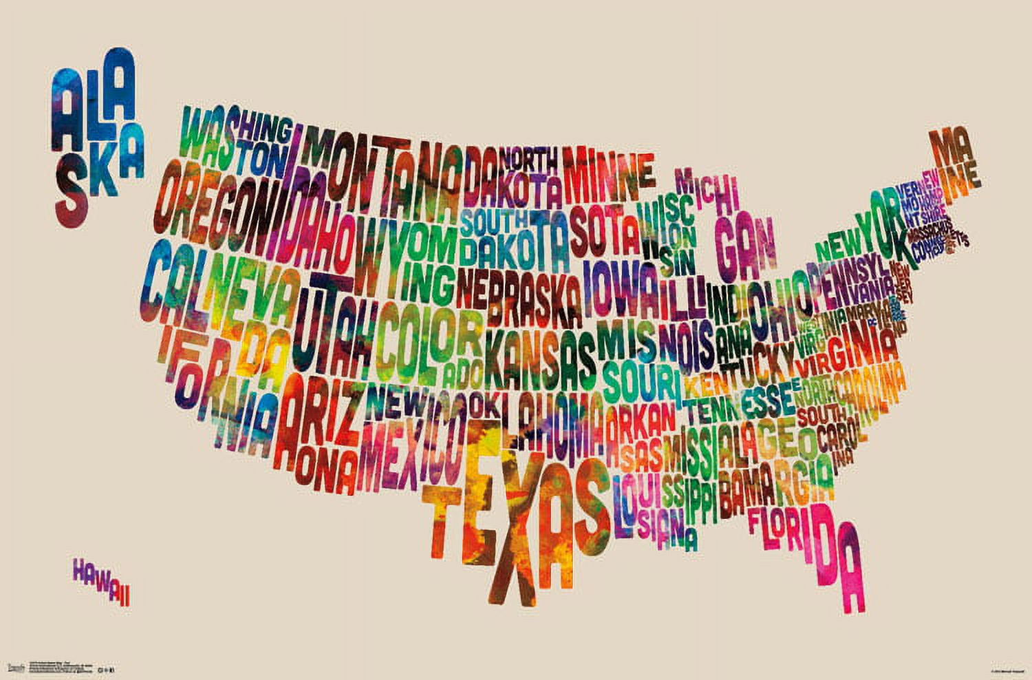 Trends International United States Map Text Collector's Edition Wall Poster 24" x 36" - image 1 of 1