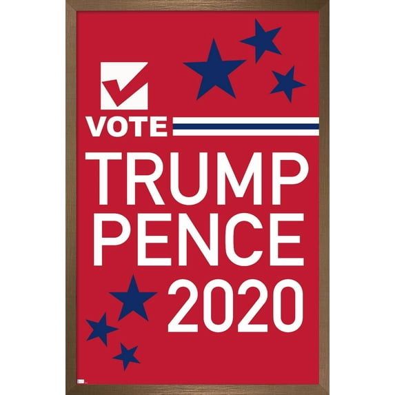 Trends International Vote - Trump/Pence 2020 Wall Poster 24.25" x 35.75" x .75" Bronze Framed Version