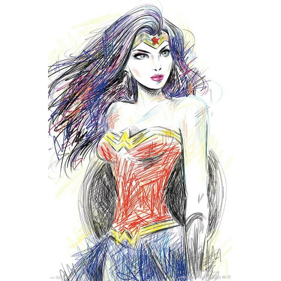 Trends International Wonder Woman Sketch Wall Poster 22.375" x 34"