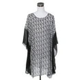 thumbnail image 1 of TrendsBlue Chiffon Geometric Sheer Kimono Wrap Blouse Poncho Beach Cover Up, 1 of 4