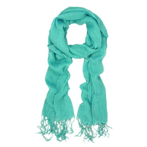 TrendsBlue Elegant Solid Color Viscose Fringe Scarf