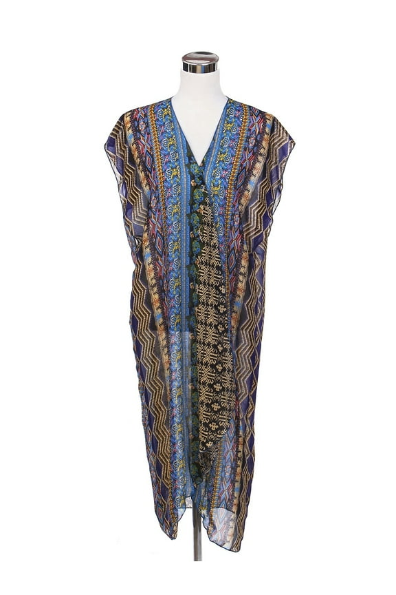 Long Bohemian Tribal Chiffon Sheer Kimono Wrap Vest Beach Cover Up