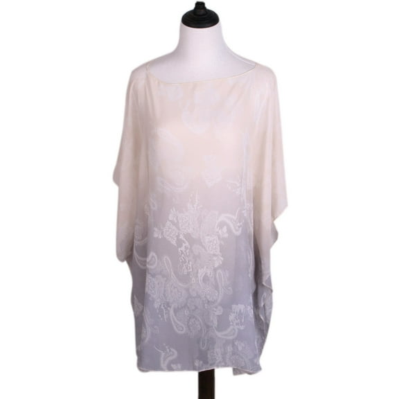 TrendsBlue Paisley Floral Ombre Chiffon Kimono Blouse Beach Cover up