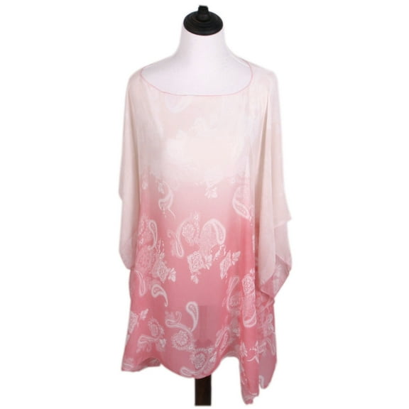 TrendsBlue Paisley Floral Ombre Chiffon Kimono Blouse Beach Cover up