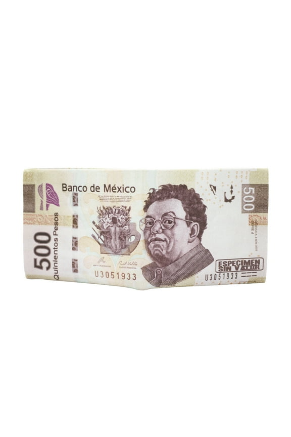 Premium 500 Mexican Peso Bill Money Print PU Leather Bifold Wallet