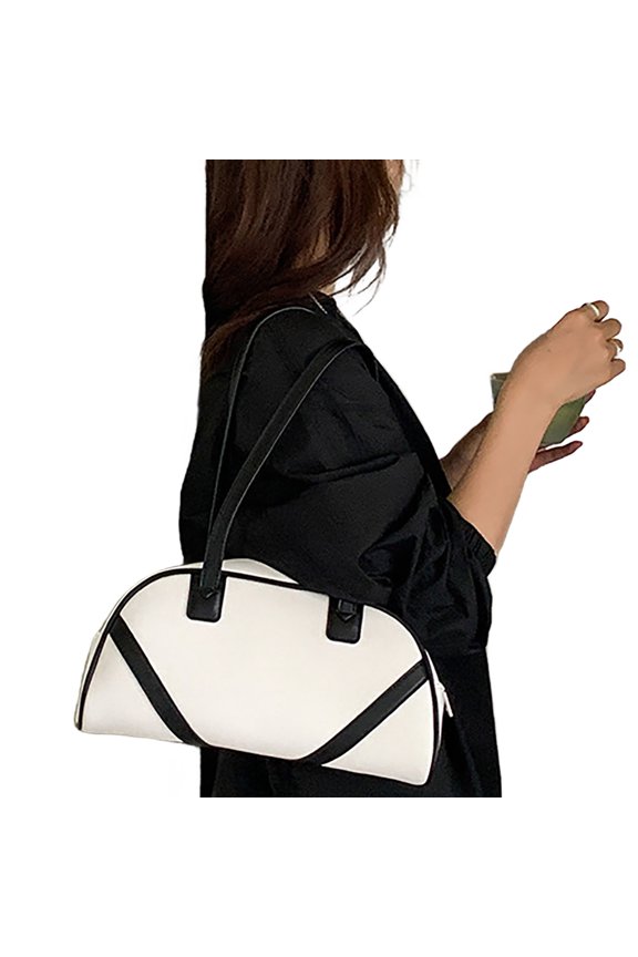 Trendsetting PU Leather Handbag with Unique Color Blocked Designs for Woman Patchwork Zippered Underarm Shoulder Bag