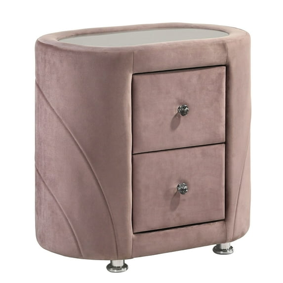 Trendsetting Pink Velvet Nightstand With Two Drawer Function And A Appearance Bedroom In Sophisticated Texture Storage