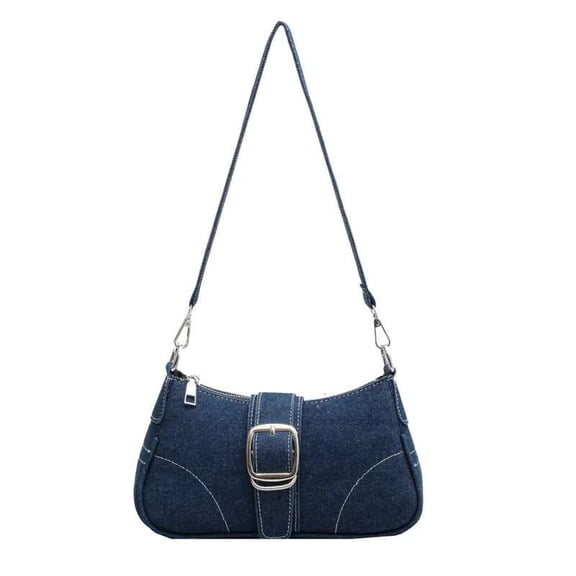 Trendsetting Simple Denim Handbag for Ladies - Elegant Chain-Strapped Shoulder Purse