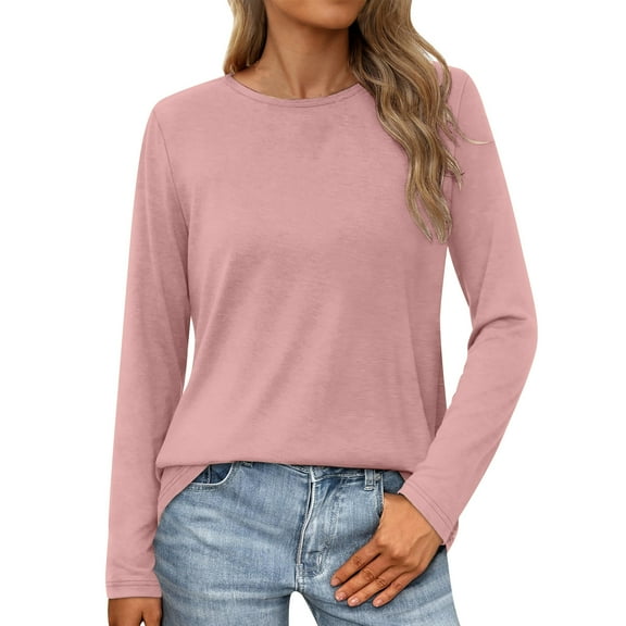 Trendsetting Women's Apparel Fashion Plus Size European And American Women's Temperament Solid Color Top Long Sleeved Round Neck Top/shirt