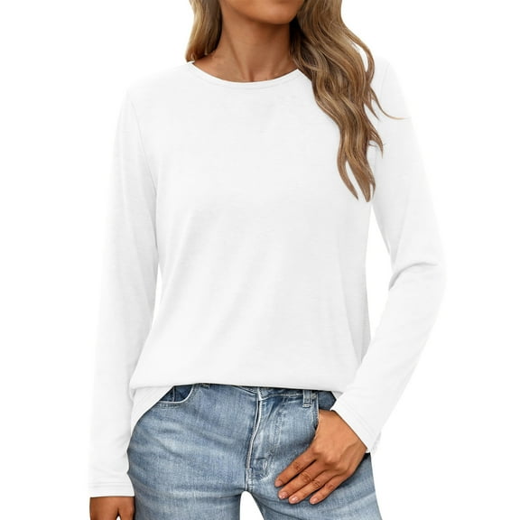 Trendsetting Women's Apparel Fashion Plus Size European And American Women's Temperament Solid Color Top Long Sleeved Round Neck Top/shirt