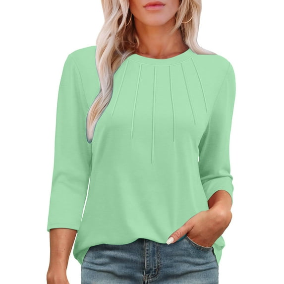Trendsetting Women's Apparel Fashion Plus Size European And American Women's Temperament Solid Color Top Long Sleeved Round Neck Top/shirt