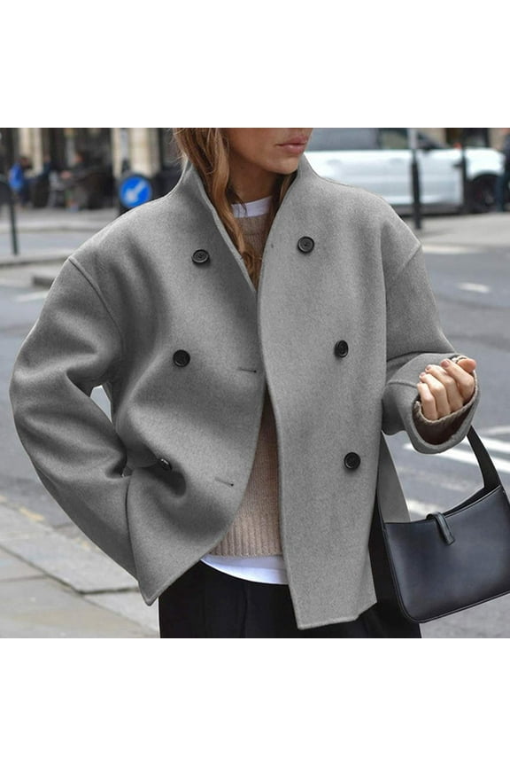 Trendsetting Women's Apparel Fashion Plus Size Women's New Solid Color Winter New Vintage Brown Tweed Jacket