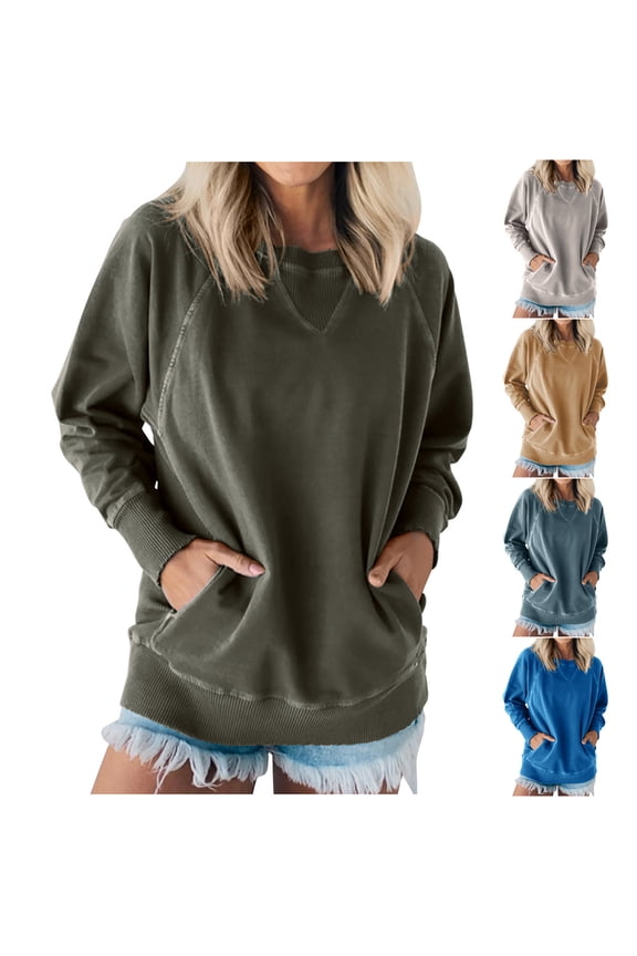 Trendsetting Women's Apparel Fashion Plus Size Women's Solid Color Fashionable Threaded Decorative Pocket Long Sleeved Loose Hoodie
