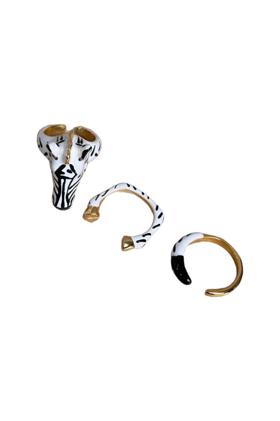 Trendsetting Zebras Stripe Rings Fashionable Stackable Jewelry Statement Finger Accessories For Her