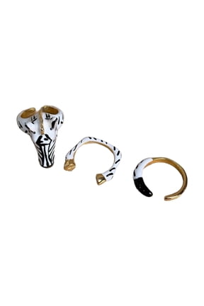 Trendsetting Zebras Stripe Rings Fashionable Stackable Jewelry Statement Finger Accessories For Her