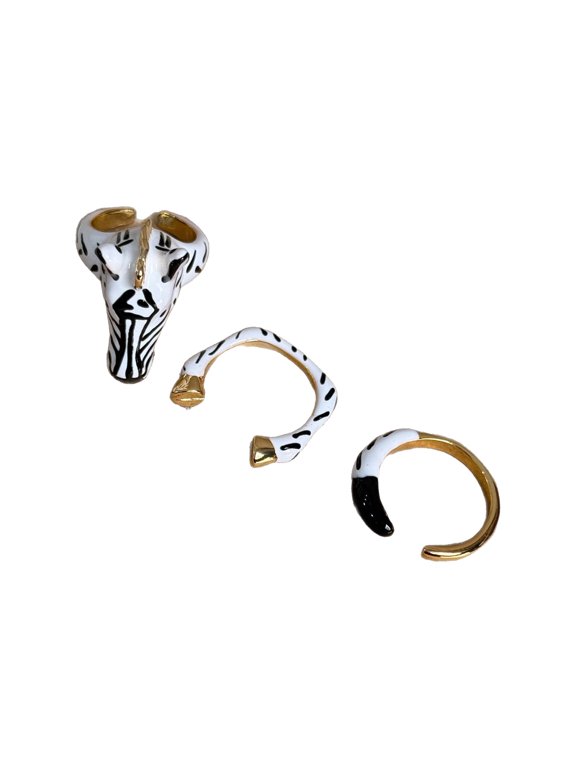 Trendsetting Zebras Stripe Rings Fashionable Stackable Jewelry Statement Finger Accessories Gift For Her