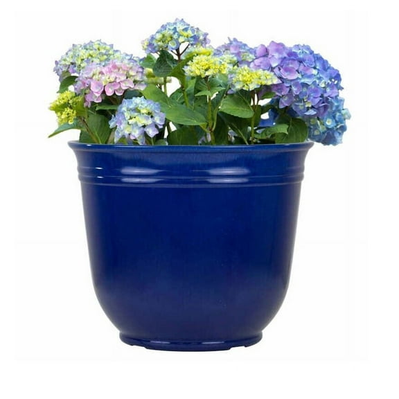 Trendspot 18" Theo Resin Planter 2 Pack, Blue - Lightweight Resin Planters