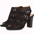 thumbnail image 1 of Trendsup Hush-03 Women's Perforated Block Heel Dressy Sandals Trendy Open Toe Mule BLACK 8.5, 1 of 4