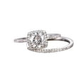 thumbnail image 1 of Trendy 1.50 Carat Halo Moissanite & Diamond Engagement Ring Set in White Gold, 1 of 5