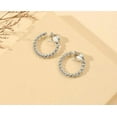 thumbnail image 1 of Trendy 1" clip on silver twisted hoop earrings, 1 of 5