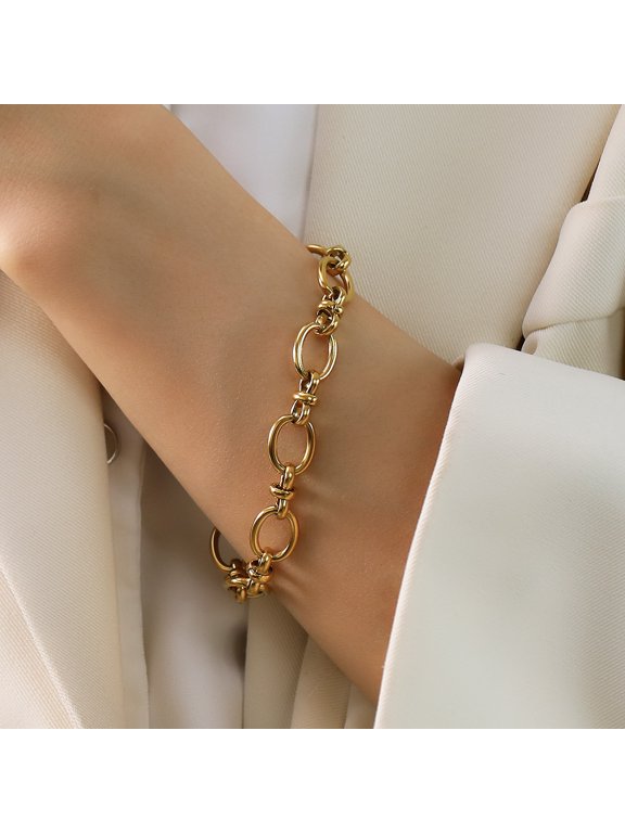 Multi Loop Interlocked Bracelet For Men Women, 14K Gold Filled Premium Designer Jewelry