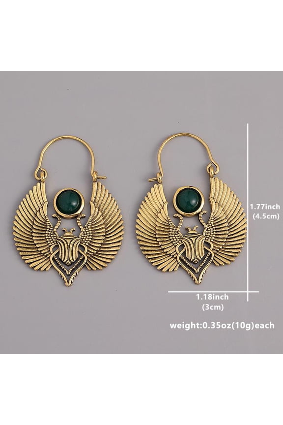 Trendy 14K Gold Plated Insect Design Green Turquoise Dangle Earrings For Women