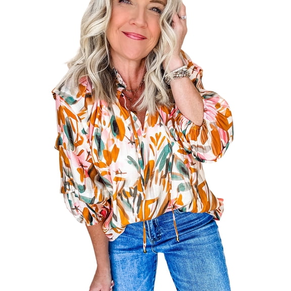 Trendy 3/4 Sleeve Blouse for Women - Perfect for Daily Wear in Spring | [ZhiHiMeRi] | (US 4-6)S