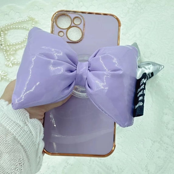 Trendy 3D Bowknot Phone Grip Phone Holder Phone Accessories Holder Ring PURPLE