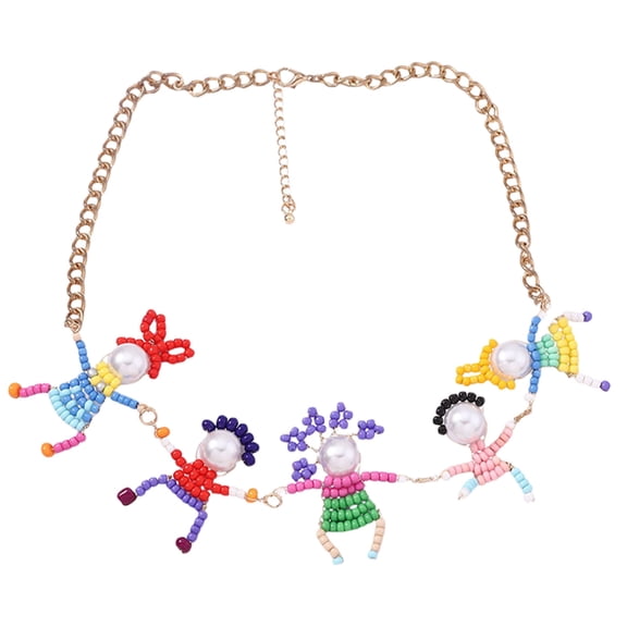 Trendy 3D Human Figurine Clavicle Chain Necklace Imitation Pearls Neck Accessory