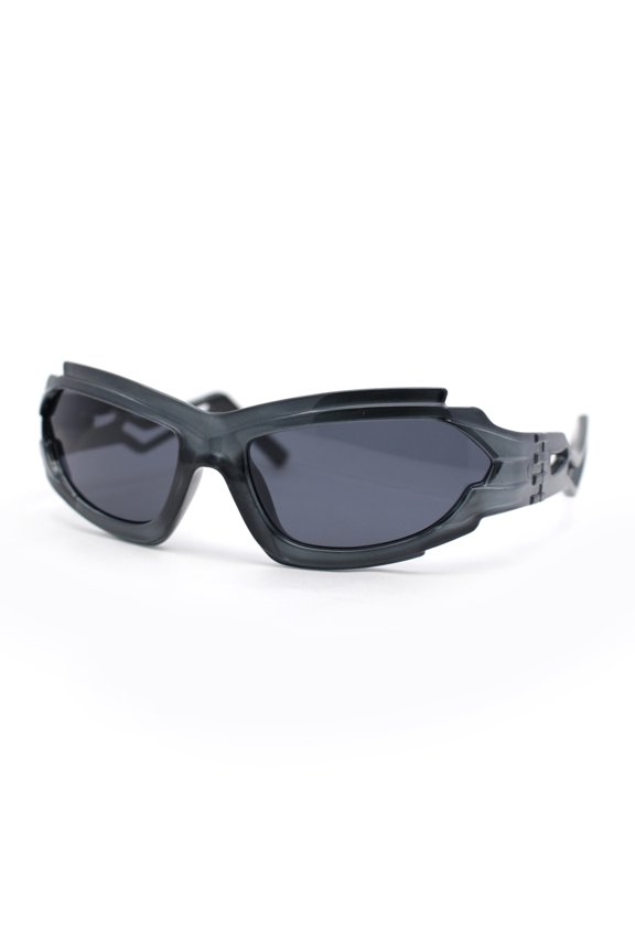 Trendy 90s Robotic Elaborate Mechanical Plastic Sport Sunglasses Grey - Black