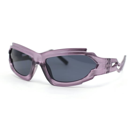 Trendy 90s Robotic Elaborate Mechanical Plastic Sport Sunglasses Lavender - Black