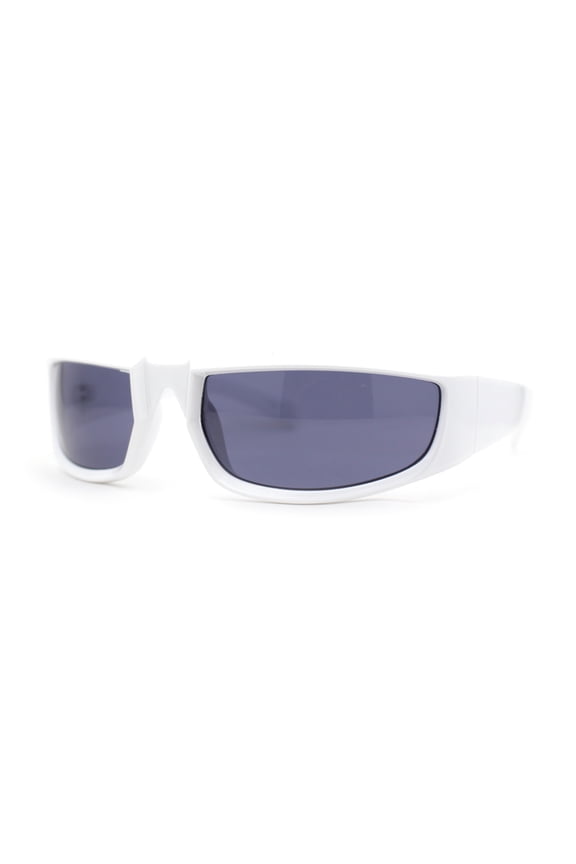 Trendy 90s Sport Look Curved Wrap Fashion Sunglasses White - Black