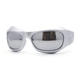 thumbnail image 1 of Trendy 90s Sport Wrap Thick Bevel Plastic Oval Sunglasses Silver Mirror, 1 of 4