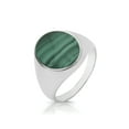 thumbnail image 1 of Trendy 925 Sterling Silver Men Signet & Sovereign with Malachite, 1 of 1